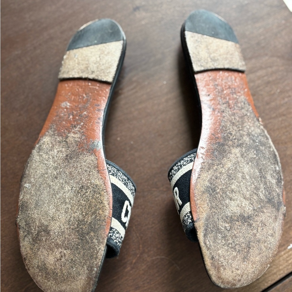 Dior Black and Beige Christian Dior Logo Slide Sandals - Picture 3 of 5